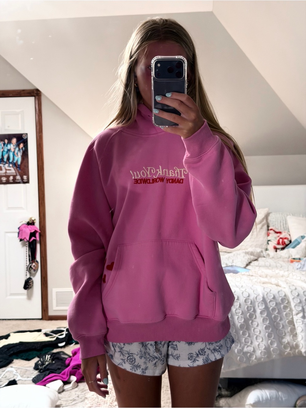 Pink 'Thank You' Graphic Hoodie Sweatshirt